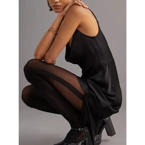 Anthropologie Sheer  Stripe Tights New Black size M Italy - Picture 1 of 5